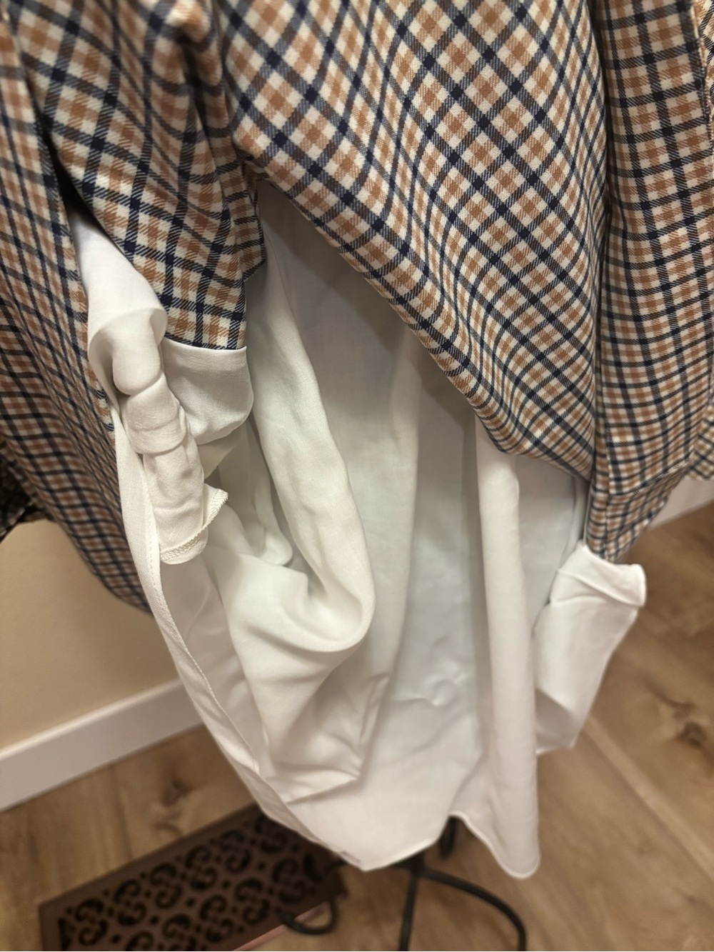 Vineyard Vines Popover Dress Beige and Navy Checked 3X NWT - Picture 8 of 9